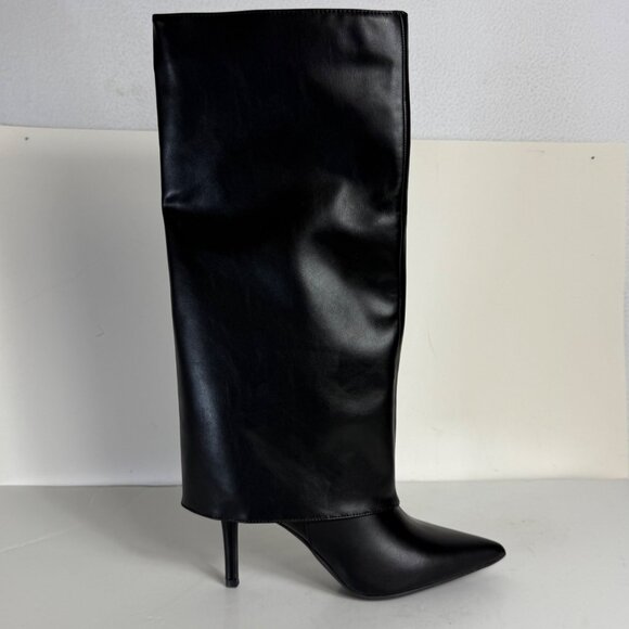Worthington Black Stiletto Dress Boots Size 6.5 Fold Over Pointed Toe Night Out - Picture 16 of 16